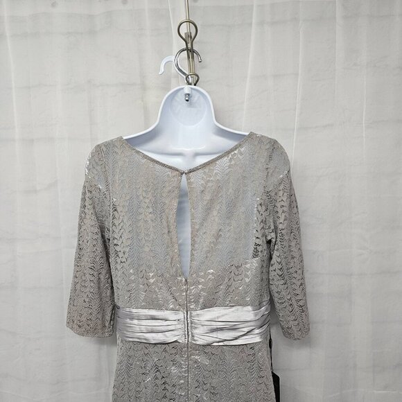 NWT Ever Pretty Dress Floral Lace Gray Satin Maxi Whimsigoth 12 - Picture 8 of 15